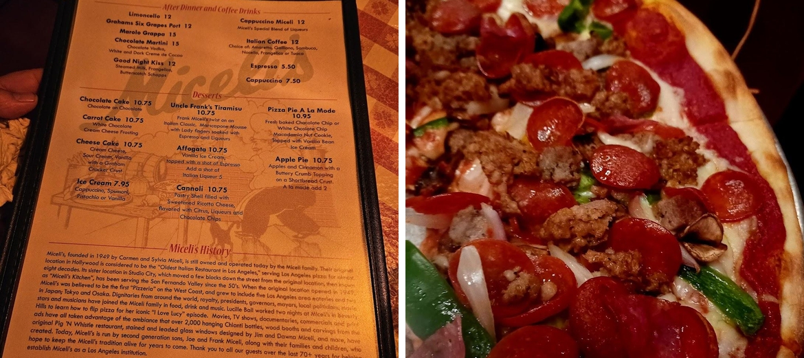L.A.'S Original Pizzeria Menu
